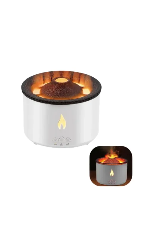 Hafk HFK-MMEYTDUCZZZVOLKANNEMLENDRC8809-4 Mey İthalat® Led Alev Efektli Aroma Difüzörü Ultrasonik Hava Nemlendirici Gece Lambası Fonksiyonlu