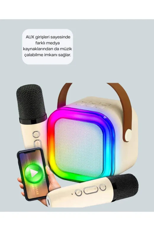 Hafk HFK-MMEYTDXUCZ2MKROFONLUSPEAKER-2 Mey İthalat® Ses Efektli Mikrofonlu Kablosuz Karaoke Sistemi