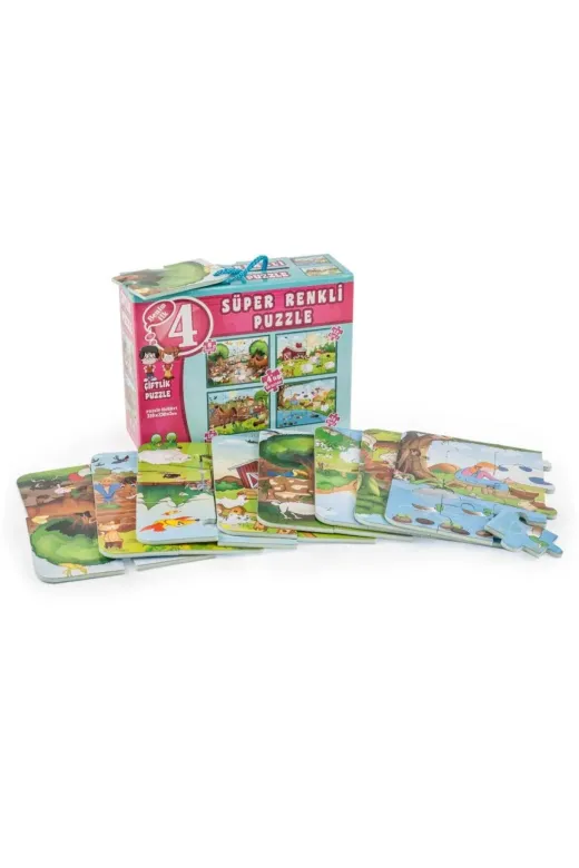 Hafk HFK-MMEYXTD07.037 Mey İthalat® 3222 Çiftlik Süper Renkli Puzzle 4Lü