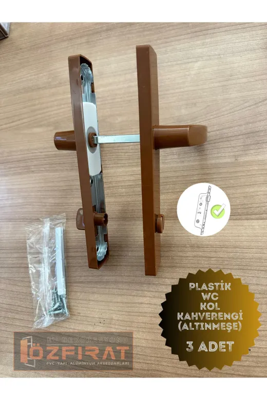 HALL BREATHE 946400351 Kahverengi Pvc Kapı Kolu Seti, 3'lü, Banyo Ve Tuvalet İçin, Şık Ve Dayanıklı