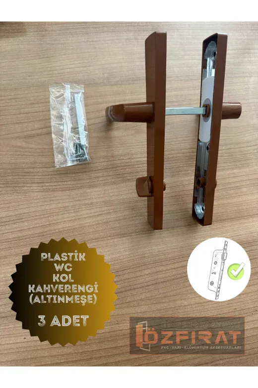 HALL BREATHE 946400351 Kahverengi Pvc Kapı Kolu Seti, 3'lü, Banyo Ve Tuvalet İçin, Şık Ve Dayanıklı