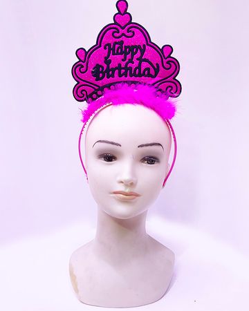 Happy Birthday Neon Fuşya Taç