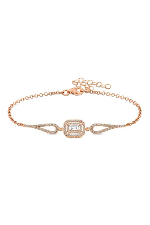 Harem Altın BR0460899 Gümüş Rose Dikdörtgen Baget Bileklik