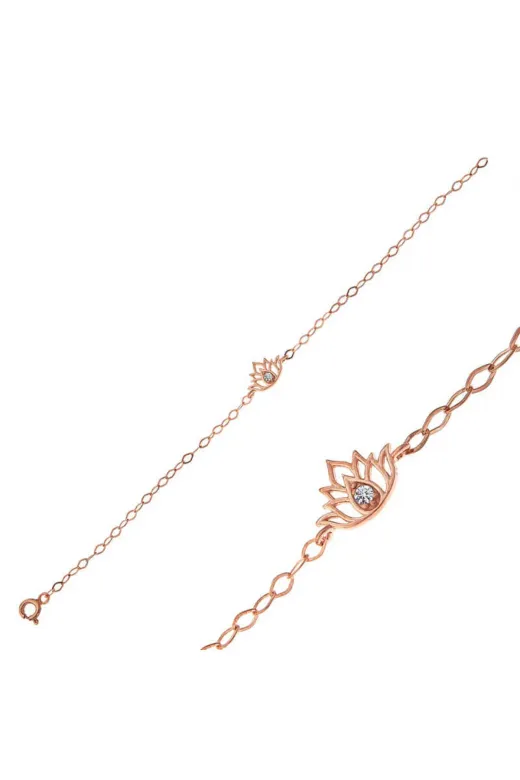 Harem Altın LR11003779 Gümüş Rose Lotus Çiçeği Kadın Bileklik