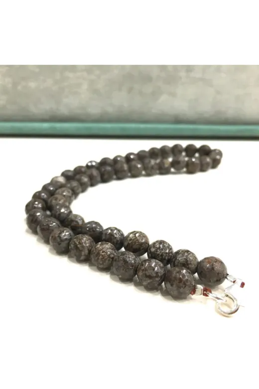 HAS İNCİ Gümüş Klipsli Doğal Brown Obsidyen Taşı Kolye Bob300B