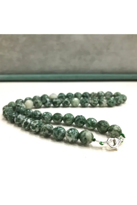 HAS İNCİ Gümüş Klipsli Doğal Green Jasper Taşı Kolye Gj250A