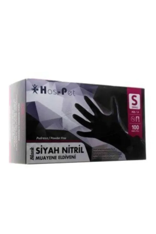 Has-Pet 536456534 Haspet Siyah Nitril Muayene Eldiveni S Beden 100'lü ** 1 Paket **