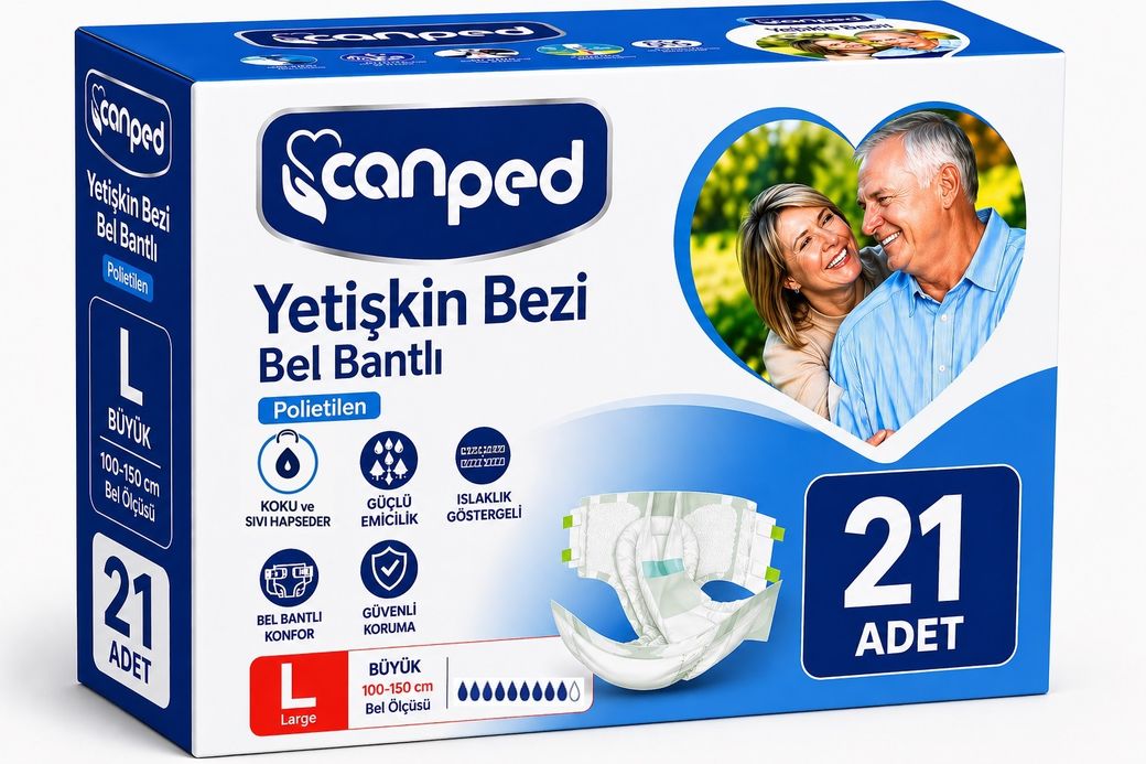 Hasta Bezi Yetişkin Bel Bantlı Tekstil Yüzey L - Büyük - Large 168 Adet (12PK*14)