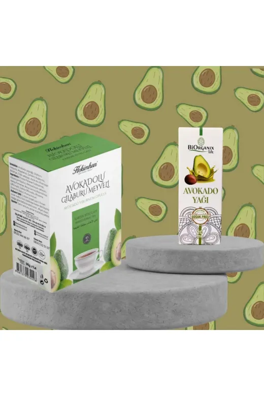 hekimhan bitkisel çareavokado Avokadolu Glaburu Meyveli Bitki Çayı + Avokado Yağı