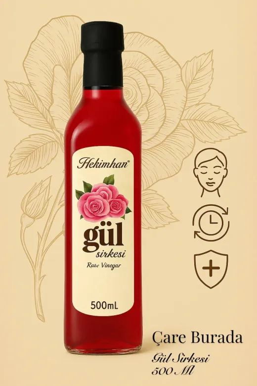 hekimhan bitkisel gülsirkeçare Gül Sirkesi 500 Ml (Katkisiz)