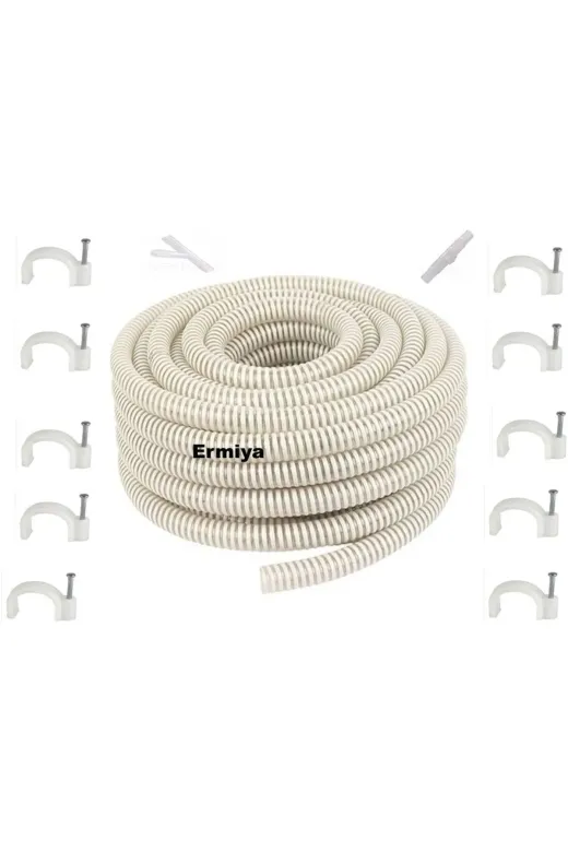 H&G ETİCARET HG0340 Topalak Boya Hırdavat Klima Su Tahliye Hortumu 15 Metre 2 Ek Parça 15 Adet Kroşe