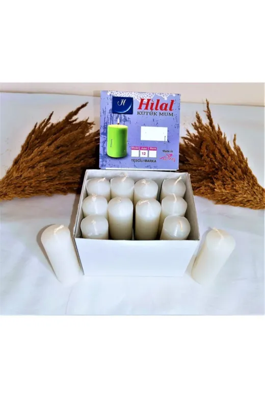 hilal mum 490-İ Dekoratif Lux Kütük Mumu 12'li