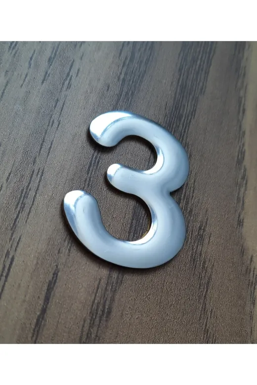 Hırdavat GEN104-3 4.2 Cm Metal Krom Kendinden Yapışkanlı Kapı Numarası No3
