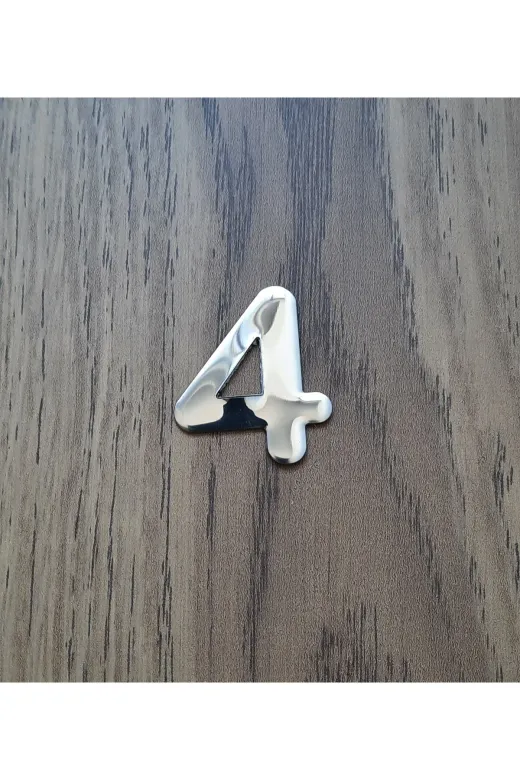 Hırdavat GEN104-4 Kapı Numarası 4.2 Cm Metal Krom Kendinden Yapışkanlı No 4