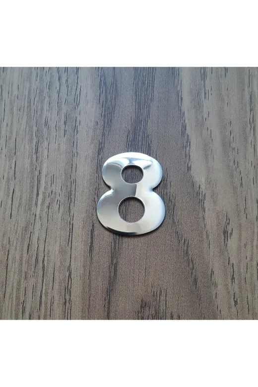 Hırdavat GEN104-8 4.2 Cm Metal Krom Kendinden Yapışkanlı Kapı Numarası No8