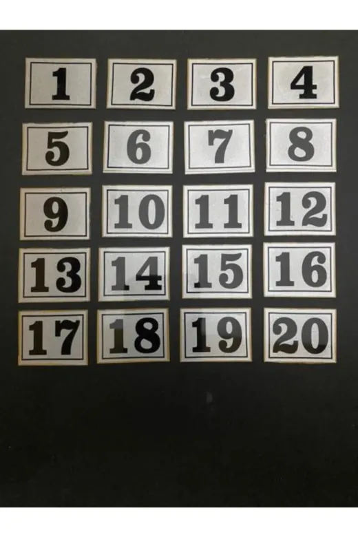 Hırdavat GEN420-20 Kapı Numarası Dolap Kutusu Numarası 3X3 Cm 1 Den 20 Ye