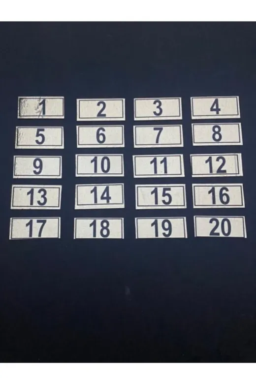 Hırdavat GEN520-20 Kapı Dolap Raf Posta Kutusu Numarası 18X38Mm 1 Den 20 Ye