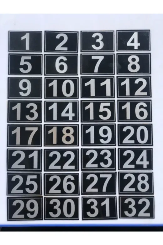 Hırdavat GEN832 Kapı Dolap Posta Kutusu Numarası 3.5X5.5 Cm 1'den 32 'ye