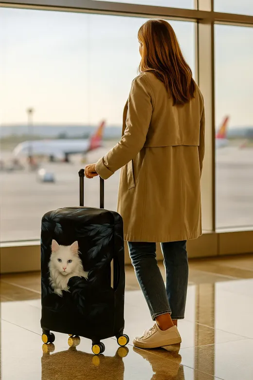 hızlıvaliz KILIFBEYAZKEDİ My Saraciye Valiz Kılıfı Bavul Koruyucu (Beyaz-Kedi)