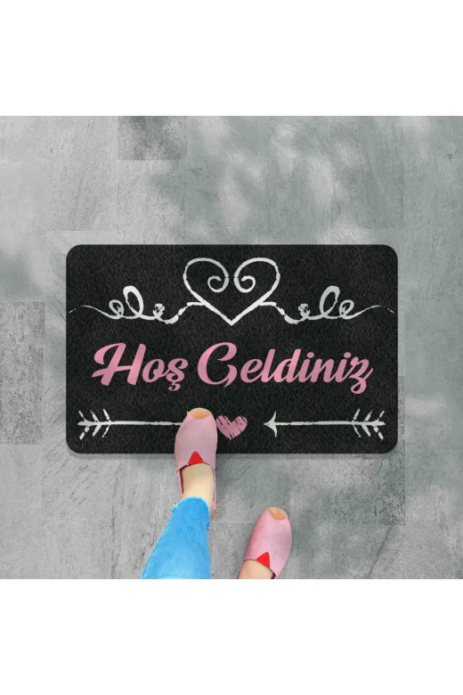 Hoş Geldiniz Yazılır Dekoratif Dış Kapı Önü Ve Iç Mekan Paspası Yıkanabilir