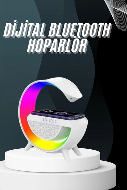 Hobibahçem 125025561 Mey İthalat Bluetooth Hoparlör G Şekli Atmosfer Akıllı Rgb Lamba Wireless Kablosuz Şarj Çok Renkli