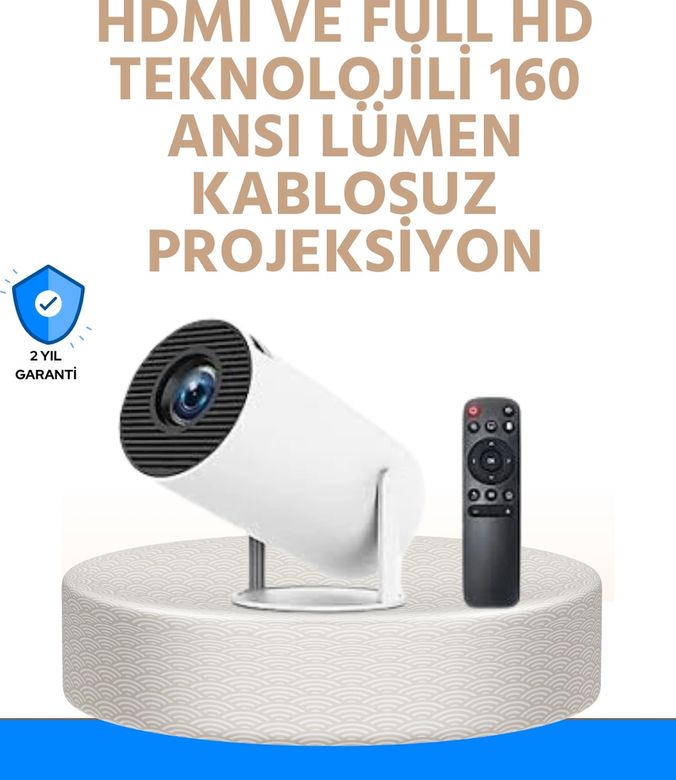 Hobibahçem 125044220 Mey İthalat Kablosuz Ve Kablolu Bağlantı Seçenekli Ev Tipi Projeksiyon