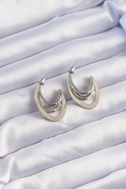 Hobibahçem BKP9229-BLNC Pirinç Gold Gümüş Renkli Düz Plaka Halka Küpe Altın