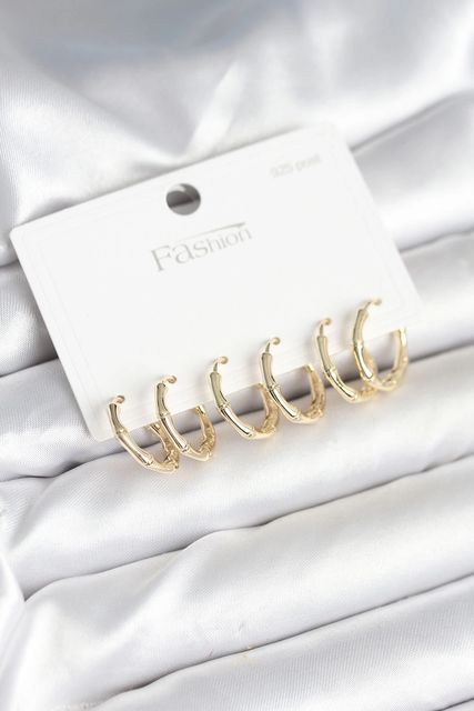 Hobibahçem MEYEB68e3c1448790e2625e0efdcd-BLMY Mey İthalat Pirinç Gold Renk Kemik Halka Model 925 Ayar Gümüş Çivili Kadın Küpe Seti Çok Renkli