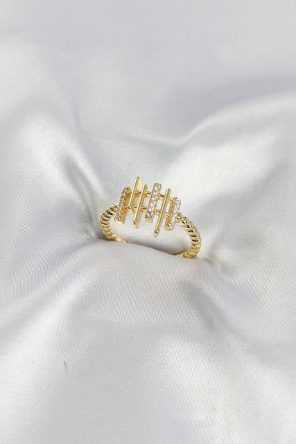Hobibahçem MEYEB69fdabf53a065cd186030574-BLMY Mey İthalat Gold Renk Zirkon Taşlı Sütun Model Kadın Yüzük Çok Renkli