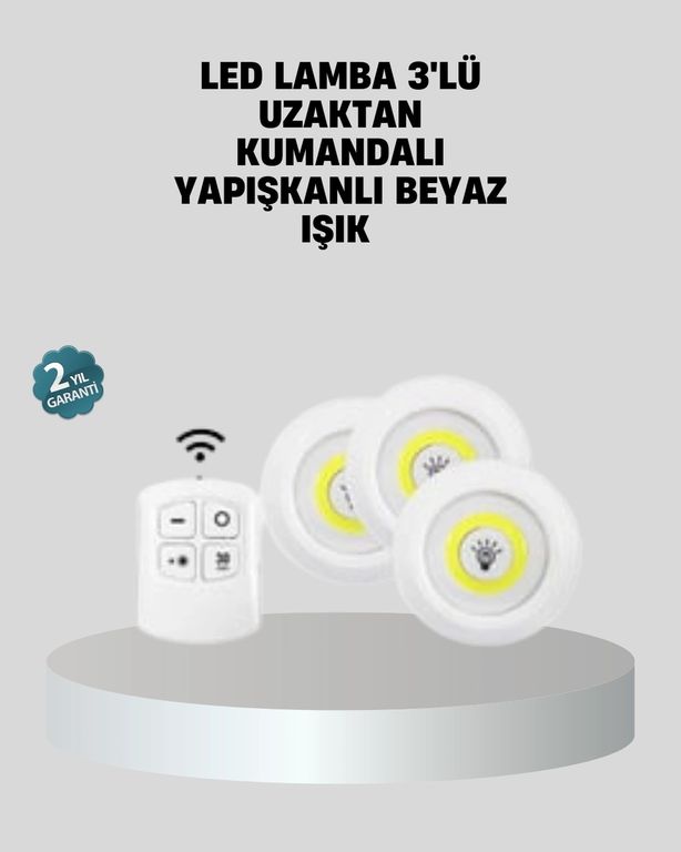 Hobibahçem MEYTDUCZ3LÜLAMBA-4-BLMY Mey İthalat Uzaktan Kumandalı 3 Lü Ayarlanabilir Spot Led Işık Seti Çok Renkli