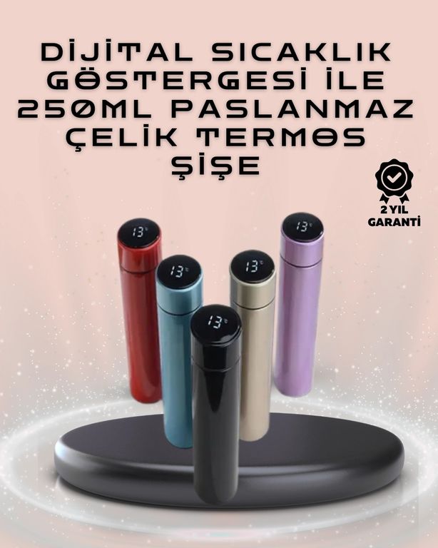 Hobibahçem MEYTDUCZZZDERECELİTERMOS-BLMY Mey İthalat 250Ml Led Ekranlı Paslanmaz Çelik Akıllı Termos Çok Renkli
