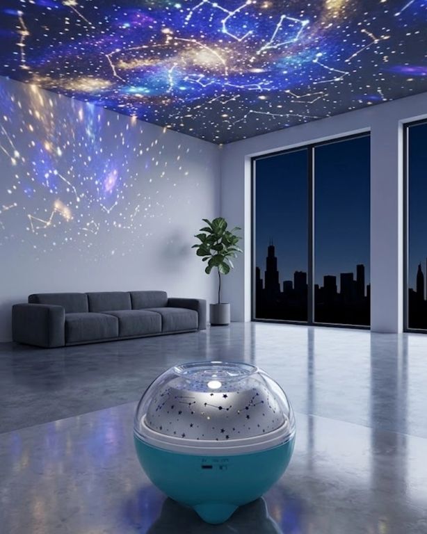 Hobibahçem MEYTDUCZZZDREAMSTAR-3-BLMY Mey İthalat Bluetooth Hoparlörlü Yıldız Projeksiyon Gece Lambası Uzaktan Kumandalı Ve Döner Işık Efektli Kopya Çok Renkli
