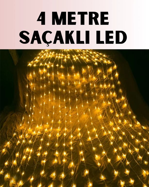 Hobibahçem MEYTDUCZZZKSAÇAKLI4METREPERDELED-4-BLMY Mey İthalat 4 Metre Icicle Şelale Led Yılbaşı Perde Işık Sıcak Ambiyans Çok Renkli