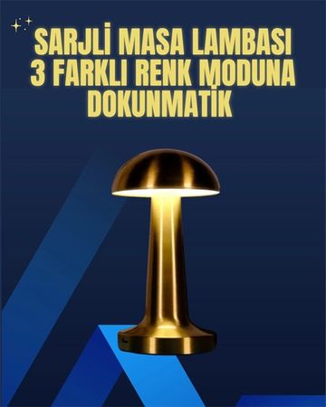 Hobibahçem MEYTDUCZZZMANTARLAMBA-3-BLMY Mey İthalat Modern Tasarım Şarjlı Masa Lambası 1800 Mah Batarya Çok Renkli