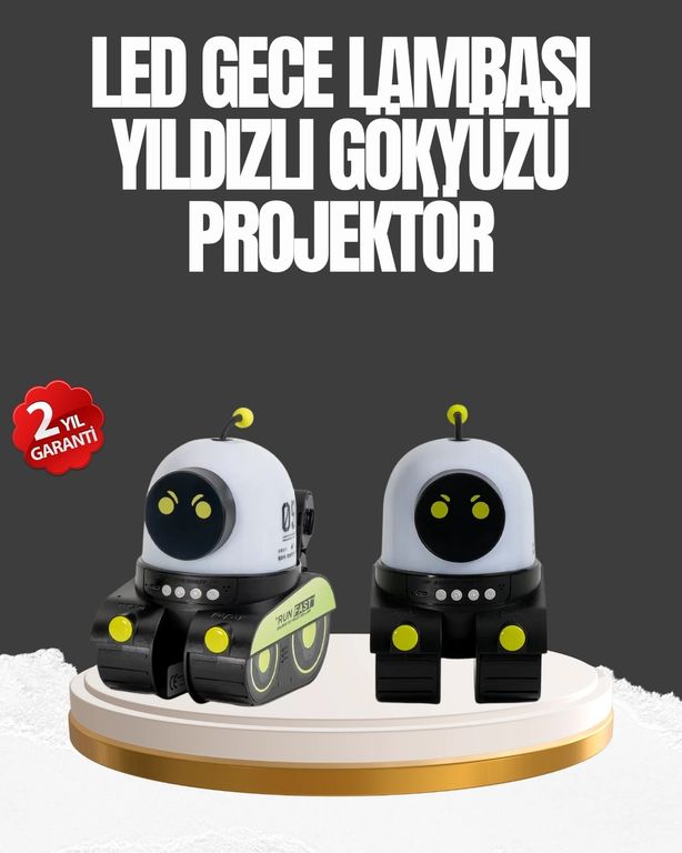 Hobibahçem MEYTDUCZZZROBOTPROJEKTÖR-4-BLMY Mey İthalat Çocuk Odası İçin Müzikli Ve Işıklı Robot Projektör Çok Renkli