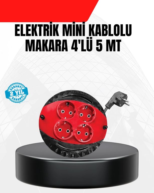 Hobibahçem MEYTDUCZZZSARGILIPRİZ5METRE-4-BLMY Mey İthalat Ev Ve Ofis İçin 5 Metre Kablolu 4 Priz Makarası 0-2