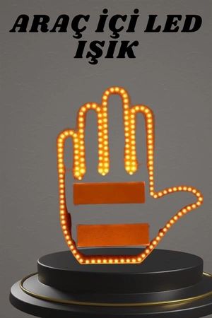 Hobibahçem MEYTDUUCZGESTURE3-BLMY Mey İthalat El Orta Parmak Led Kumandalı Araç İçi Reflektör Arka Cam El Simgesi Çok Renkli