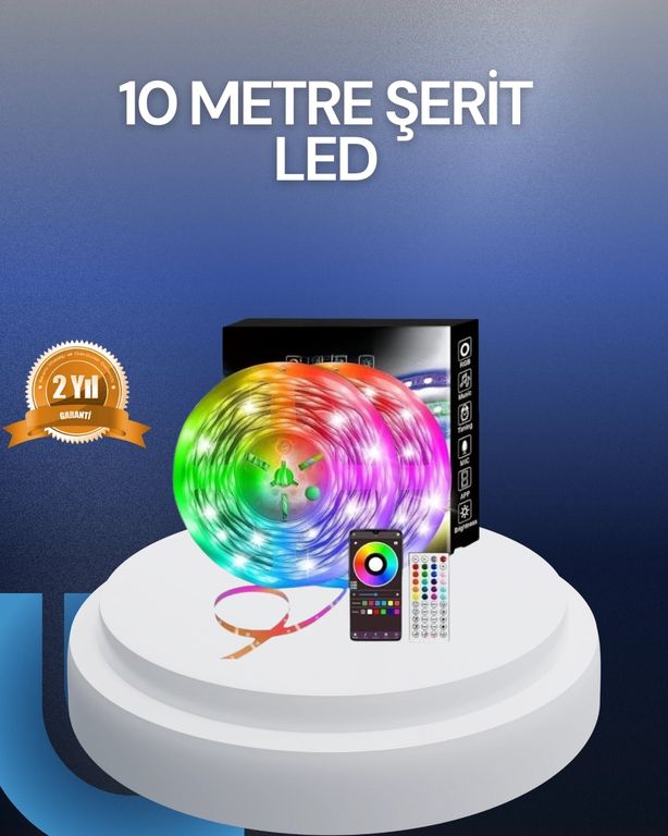 Hobibahçem MEYTDXUCZ10MŞERİTLED-2-BLMY Mey İthalat 10 Metre Usb Smart Şerit Led Kumandalı Telefon Kontrollü Çok Renkli