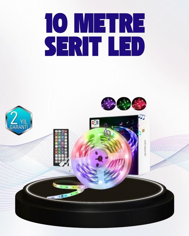 Hobibahçem MEYTDXUCZ10MŞERİTLED-3-BLMY Mey İthalat Bluetooth Kontrollü Smart Şerit Led 10M Sese Duyarlı Rgb Aydınlatma Çok Renkli