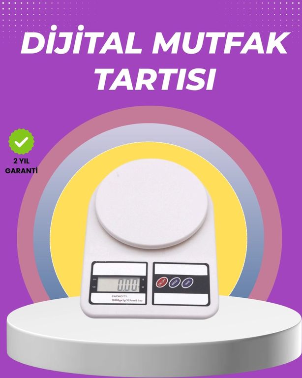 Hobibahçem MEYTDXUCZHASSASTARTİ-2-BLMY Mey İthalat Beyaz Plastik Dijital Mutfak Tartısı 24X16.8X1.5Cm Çok Renkli