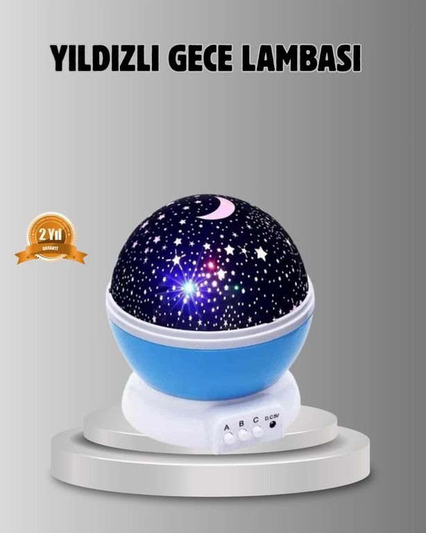 Hobibahçem MEYTDXUUCZZZSTARGECELAMBASI-2-BLMY Mey İthalat Çocuk Gece Lambası 6 Modlu Renkli Led Enerji Tasarruflu Masal Işığı Çok Renkli