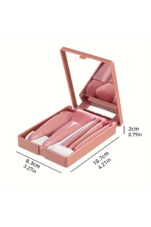 Home KJJH 5 Adet/takım Taşınabilir Mini Makyaj Fırçası Seti Aynalı Ve Kılıflı