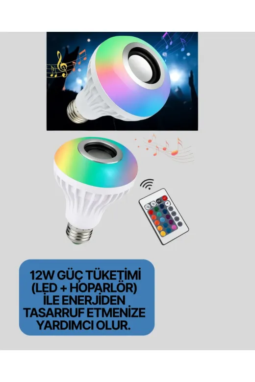 Hsc bilişim klt8912733119916 Bluetooth Hoparlörlü Led Ampul – 12W Enerji Tasarruflu