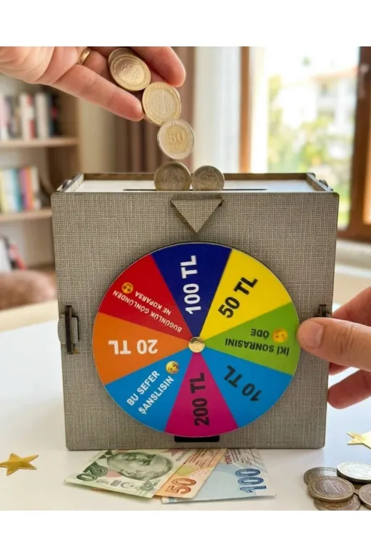 Hsc bilişim klt8912733173017 Çarkıfelek Konseptli Ahşap Birikim Kumbarası