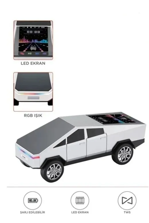 Hsc bilişim klt8912733178586 D68 Cyber Model Araba Tasarımlı Bluetooth Hoparlör 15W Güçlü Ses Rgb Led /tws/usb Beyaz