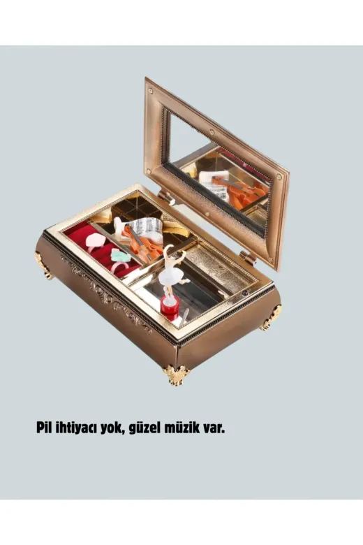 Hsc bilişim klt8912733196917 Piyano Şeklinde Balerinli Müzik Kutusu Takı Bölmeli Şık Model