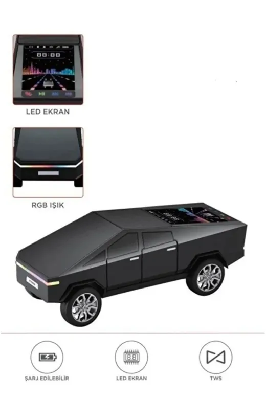 Hsc bilişim klt8912733282573 D68 Cyber Model Araba Tasarımlı Bluetooth Hoparlör 15W Güçlü Ses Rgb Led /tws/usb Siyah