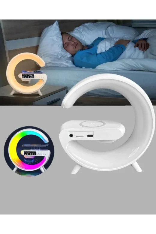 Hsc bilişim klt8912733331431 Bluetooth Hoparlörlü Rgb Atmosfer Lambası Kablosuz Şarj Ve Saat Özellikli