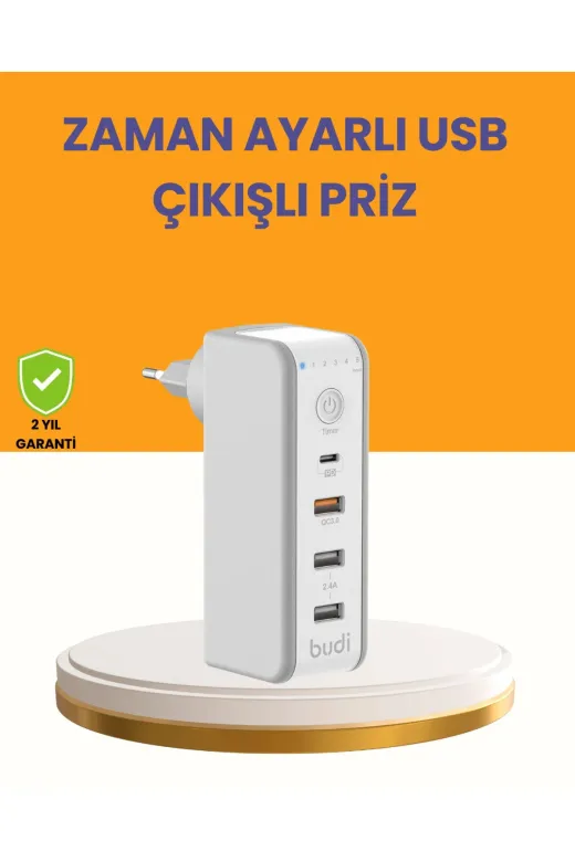 Hsc bilişim klt8912733347128 Zaman Kontrollü Şarj Cihazı 30W Hızlı Şarj Ve Çoklu Usb Çıkışı