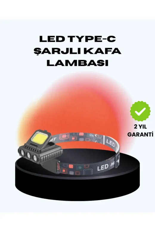 Hsc bilişim klt8912733358933 Cob + Xpe Led Kafa Feneri 800 Lumen Usb Type C Şarjlı Çok Modlu